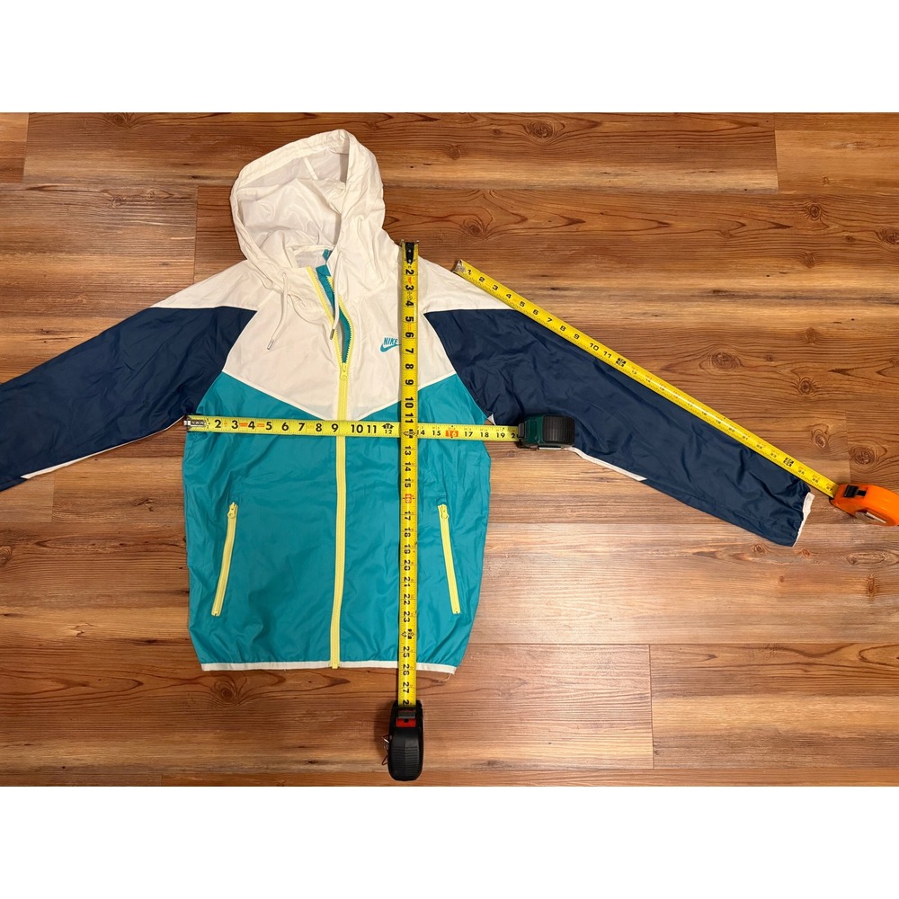 Nike Sportswear Windrunner Jacket White Navy Teal XS Windbreaker Hooded Zip‎ Up - Picture 5 of 5